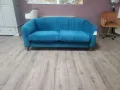 Дизайнерски син диван от плат голяма двойка, снимка 10