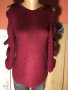💄Плетена туника с рязани ръкави в цвят бордо,м,л размер, снимка 1 - Блузи с дълъг ръкав и пуловери - 27024513