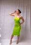 Електриково зелена дълга рокля с връзки, снимка 2