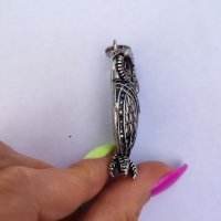 Масивна сребърна висулка сова, снимка 2 - Колиета, медальони, синджири - 37684473