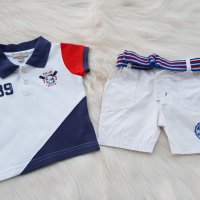 Тениска с якичка и къси панталонки 3-6 месеца, снимка 1 - Комплекти за бебе - 32649433