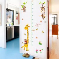 Жираф и маймунки на клон метър за стена и мебел детска стая лепенка стикер самозалепващ, снимка 7 - Други - 34817973