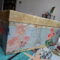красива ретро кутия с рози от Париж, Франция, снимка 3 - Декорация за дома - 40597146
