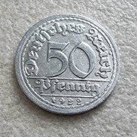 Монета . Германия. 50 пфенига. 1922 година. Алуминий., снимка 4 - Нумизматика и бонистика - 37550793