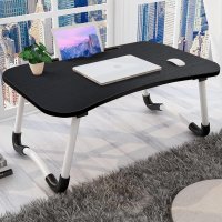 Сгъваема маса за лаптоп за легло със слот за таблет за сърфиране, работа, закуска, черен, снимка 1 - Маси - 43490200