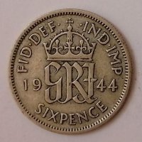 Великобритания 6 пенса 1944 е124, снимка 1 - Нумизматика и бонистика - 35181715