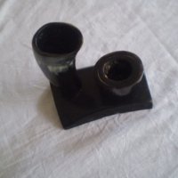 Ръчно изработени ваза и мастилница от рог, снимка 1 - Други ценни предмети - 33518255