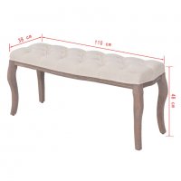 Пейка, лен и дървен масив, 110x38x48 см, кремаво бяла, снимка 6 - Дивани и мека мебел - 38464803