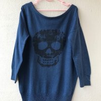 Пуловер с череп - L, снимка 1 - Блузи с дълъг ръкав и пуловери - 27665295
