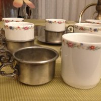 Старинни немски чаши с подстакани за кафе, ракия, греяна ракия , снимка 5 - Други ценни предмети - 43051549