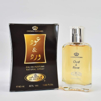 Дълготраен арабски парфюм OUD & ROSE на Al Rehab 50 ml Кадифена роза,  бял мускус , кехлибар,пачули , снимка 1 - Унисекс парфюми - 44874069