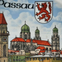 Декоративна винтидж порцеланова стенна чиния Passau 19x19см, снимка 6 - Други - 36485349