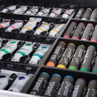 Комплект за рисуване,флумастри,моливи,пастели,бои в метален куфар за деца,художник, снимка 5 - Рисуване и оцветяване - 43466691