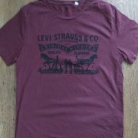 Levi's Burgundy Crew Neck Logo T-Shirt - страхотна мъжка тениска, снимка 6 - Тениски - 33634651