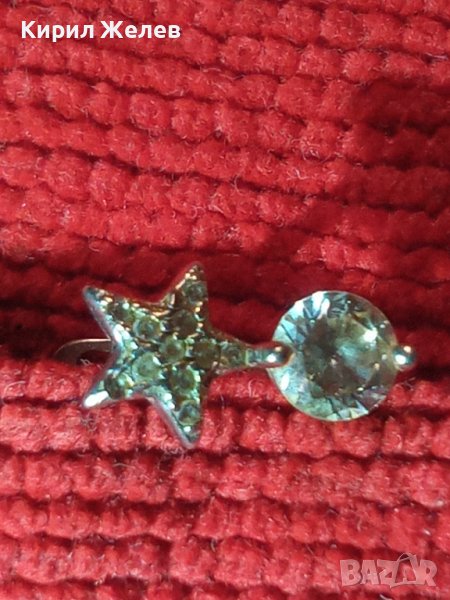 ПРЕКРАСНА АНГЛИЙСКА СКЪПОЦЕННА СРЕБЪРНА АРТ ОБЕЦА СРЕБРО S925 със ЗВЕЗДИЧКА и ЦИРКОНИ 40357, снимка 1