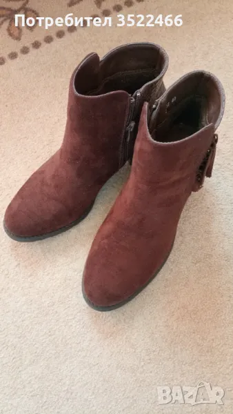 Дамски боти, кафяви, велур , снимка 1