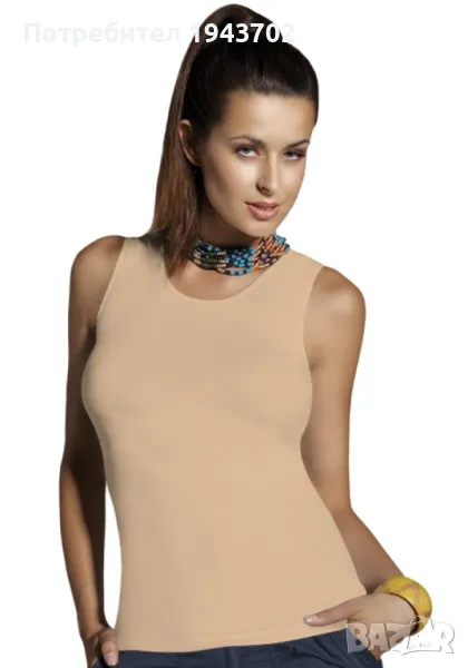 Памучен потник в бежов цвят, снимка 1