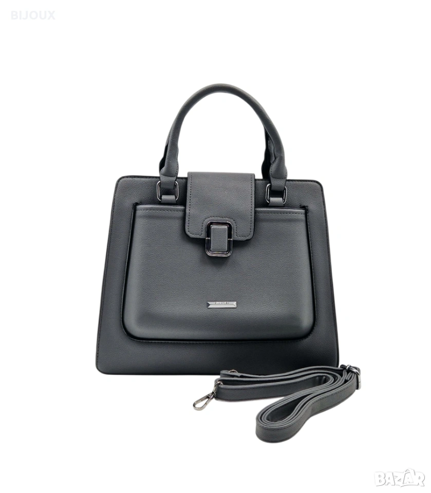 Дамска стилна чанта с метален акцент, снимка 1