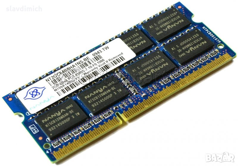Рам памет RAM Nanya модел nt1gt64u8hb0by-25d 2 GB DDR3 1066 Mhz честота, снимка 1