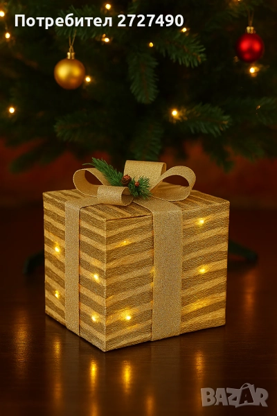 Луксозен Коледен Подарък със Светлини, снимка 1