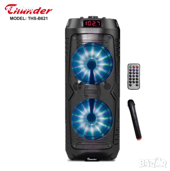 Двойна Караоке тонколона Thunder ,Цветомузика , 2 x 6.5 инча и безжичен микрофон, снимка 1
