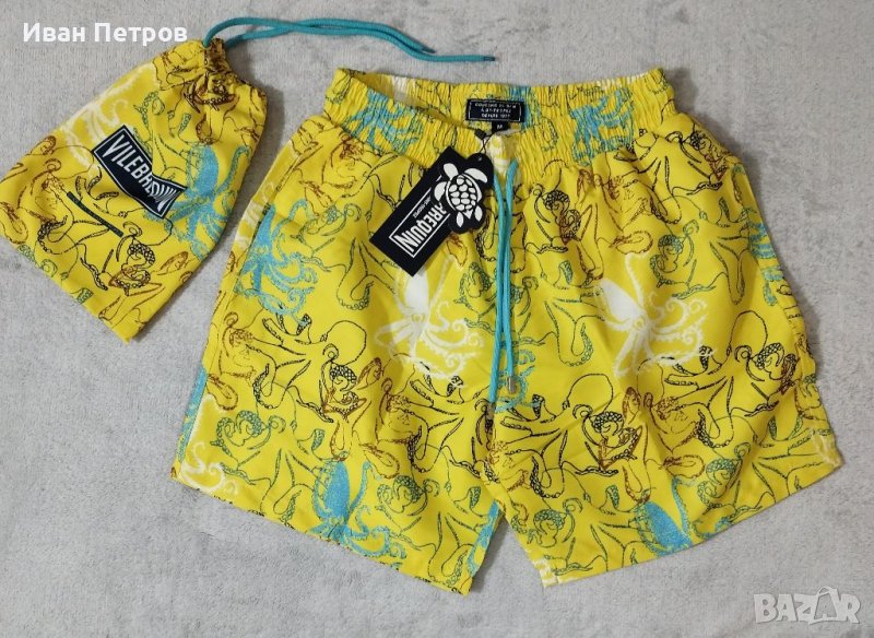 VILEBREQUIN 2023 нови мъжки бански панталонки шорти жълти с рисувани октоподи , снимка 1