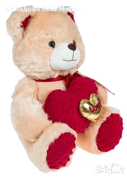 Плюшено мече с две сърца, 40 см, снимка 1