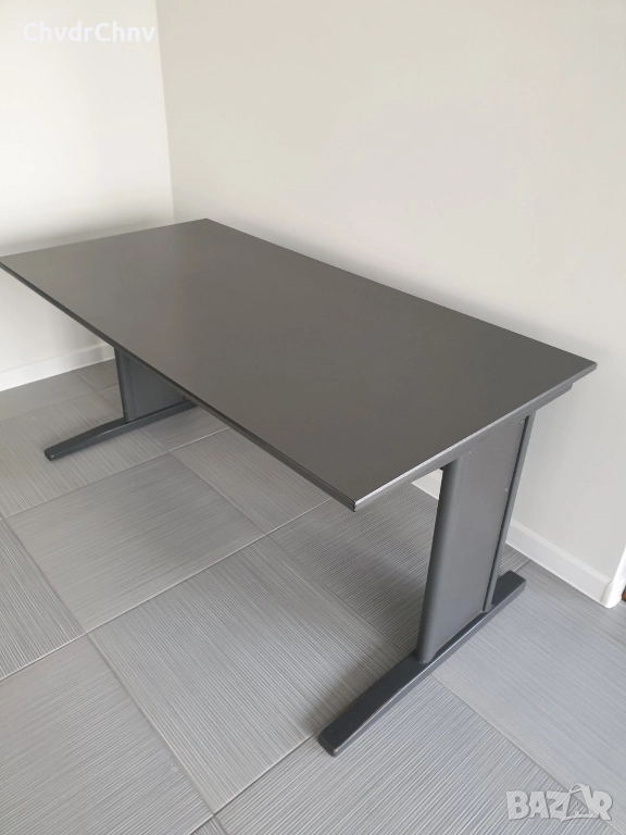 160x80x75см/голямо офис бюро/цвят сив-графит, снимка 1