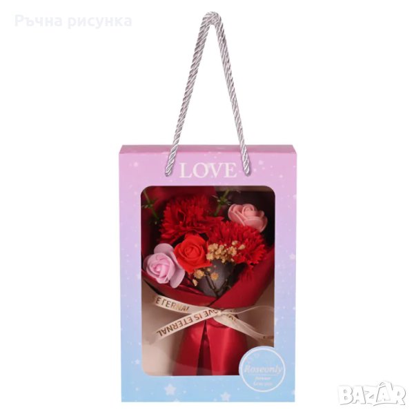 Букет от вечни цветя с в подаръчна кути, снимка 1