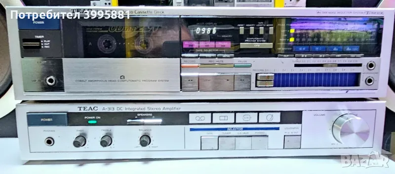 Два компонента TEAC.
Усилвател модел А-313 и дек модел V-500X , снимка 1