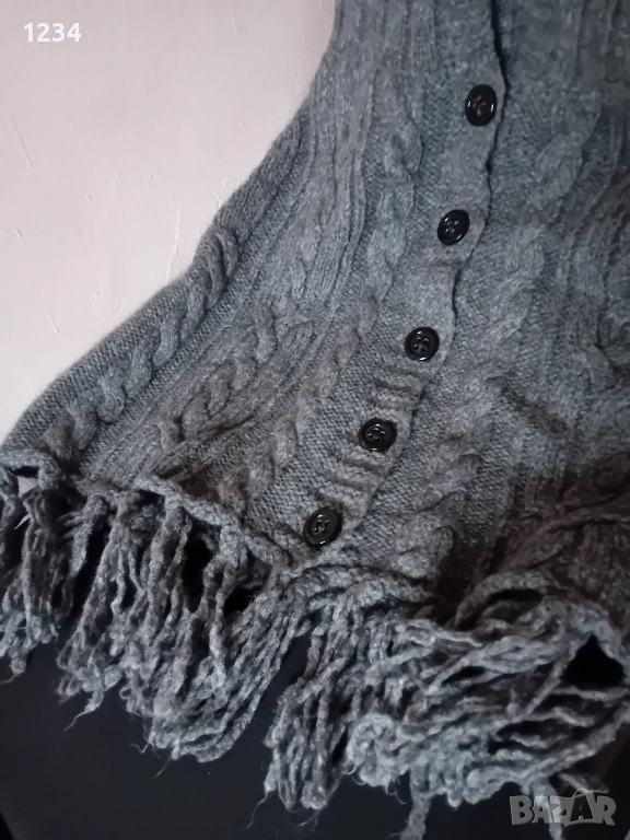Дебело марково пончо от вълна и мохер 70 %, снимка 1
