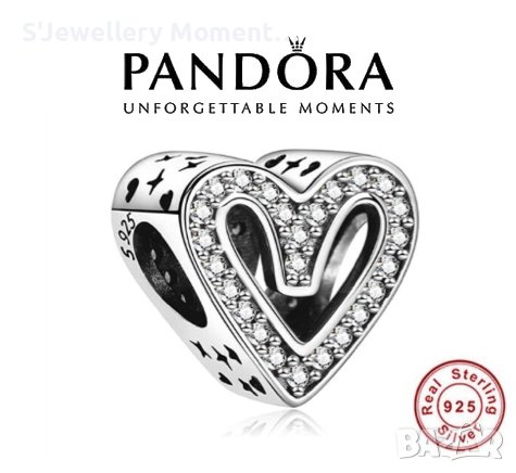 Талисман Pandora 925 Sparkling Freehand Heart Charm, снимка 1