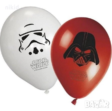 2 бр Star Wars Darth vader Междузвездни войни червен бял Обикновен надуваем латекс латексов балон, снимка 1