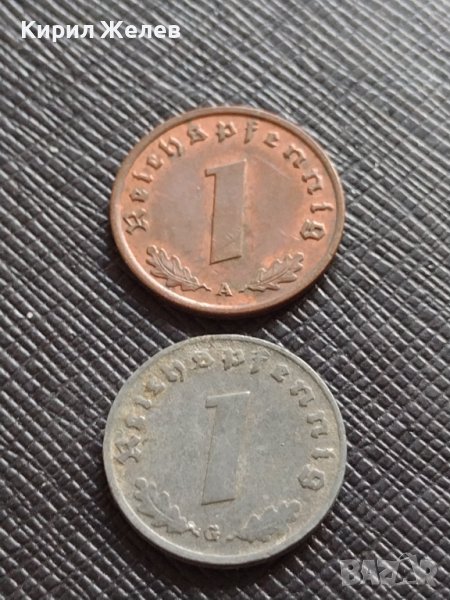 ДВЕ МОНЕТИ 1 райхспфенинг 1939 - 1942г. НАЦИСТКА ГЕРМАНИЯ ТРЕТИ РАЙХ С СВАСТИКА 26686, снимка 1