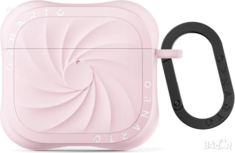 ORNARTO Vortuxe дебел силиконов защитен калъф с карабинер за AirPods 4 (2024), розов, снимка 1