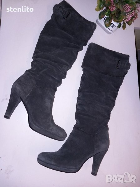 Дамски ботуши/чизми № 37 - естествена кожа велур, снимка 1