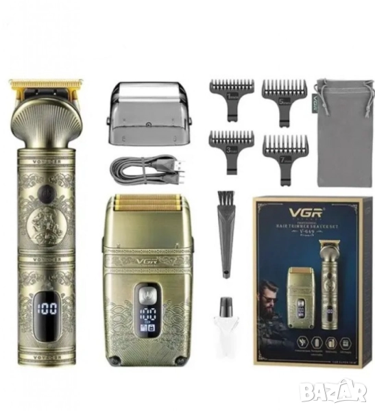 Професионален комплект тример и самобръсначка 2 в 1 VGR V-649 с метален корпус и луксозен дизайн, снимка 1