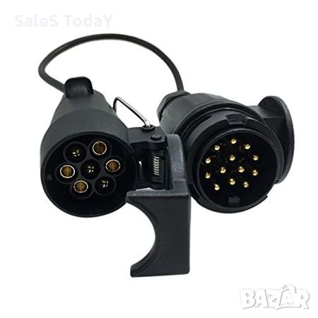 Преходник, Конектор, за букса за теглич, Адаптор за ремарке ,каравана от 13 "евро" към стандарт, снимка 1