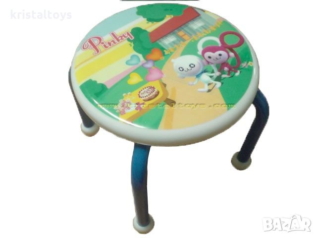 Табуретка детска с метални крака и картинка с животни, снимка 1