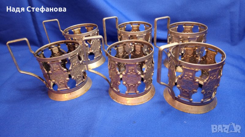 Класически руски подстакана за стъклени чаши за чай, масивни 6 бр, снимка 1