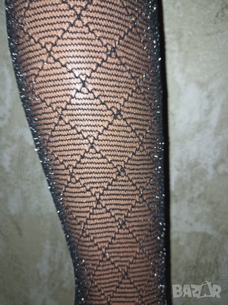 Albers- M-Нов черен чорапогащник на ромбоиди с брокат, снимка 1