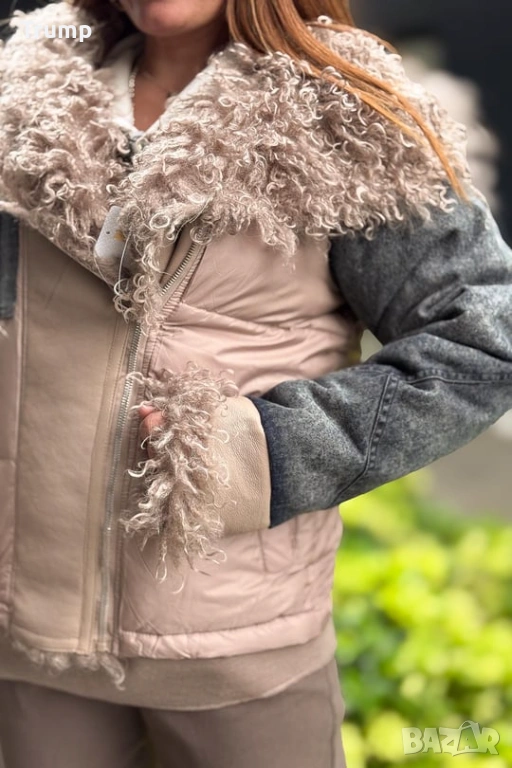 -40  % Ефектно яке , деним с еко косъм, силиконова вата, снимка 1