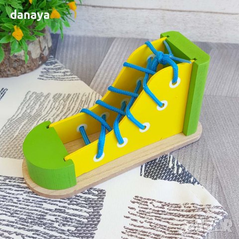 2960 Дървена образователна играчка за връзване и низане, снимка 3 - Играчки за стая - 37998928