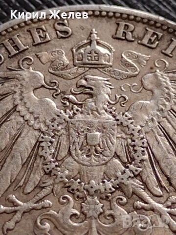 СРЕБЪРНА МОНЕТА 3 марки 1908г. ГЕРМАНСКА ИМПЕРИЯ Фридрих втори херцог на Баден УНИКАТ 34166, снимка 3 - Нумизматика и бонистика - 39695478