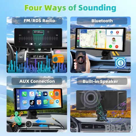 Монитор за кола, за автомобил, WIFI, Android, CarPlay, Android auto, Навигация, мултимедия, Блутут, снимка 6 - Аксесоари и консумативи - 48721998