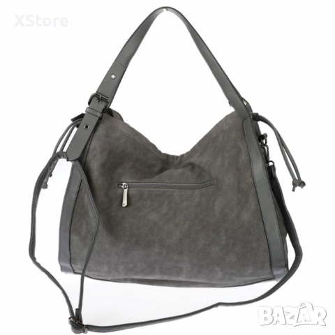 Велурена дамска чанта с декоративни ленти и метални капси – елегантен бохо дизайн, снимка 13 - Чанти - 52571971