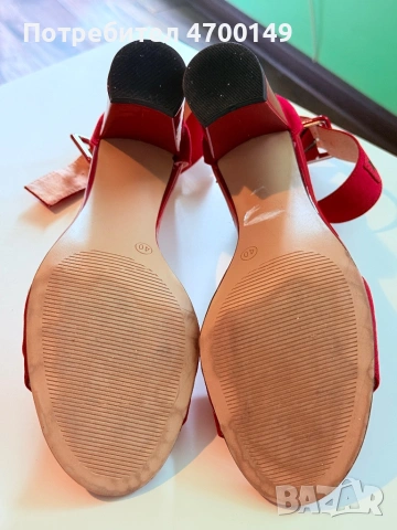 Дамски сандали на висок ток в червен цвят, снимка 3 - Дамски обувки на ток - 53402549