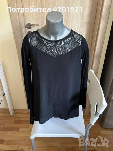 Черна дамска блуза Francomina, снимка 2 - Блузи с дълъг ръкав и пуловери - 53215741