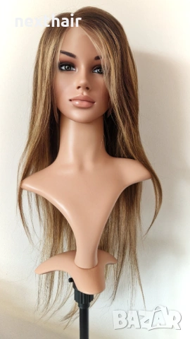 Естествена перука от бразилска коса 70–75 см – Lace Front 13x6, кафява с руси кичури, 200% плътност, снимка 9 - Аксесоари за коса - 53163180