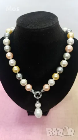 Огърлици многоцветни и бяло естествени перли майорка